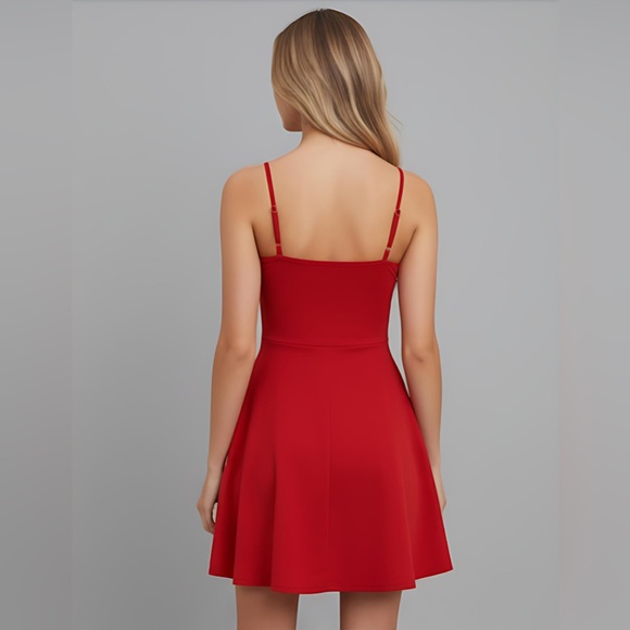 Flare Hem Cami Dress Red - Picture 4 of 10